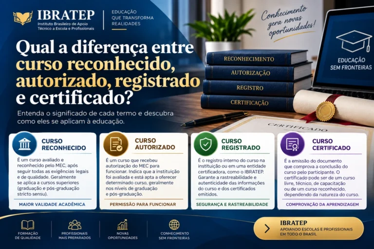 Qual a diferença entre curso reconhecido, autorizado, registrado e certificado?